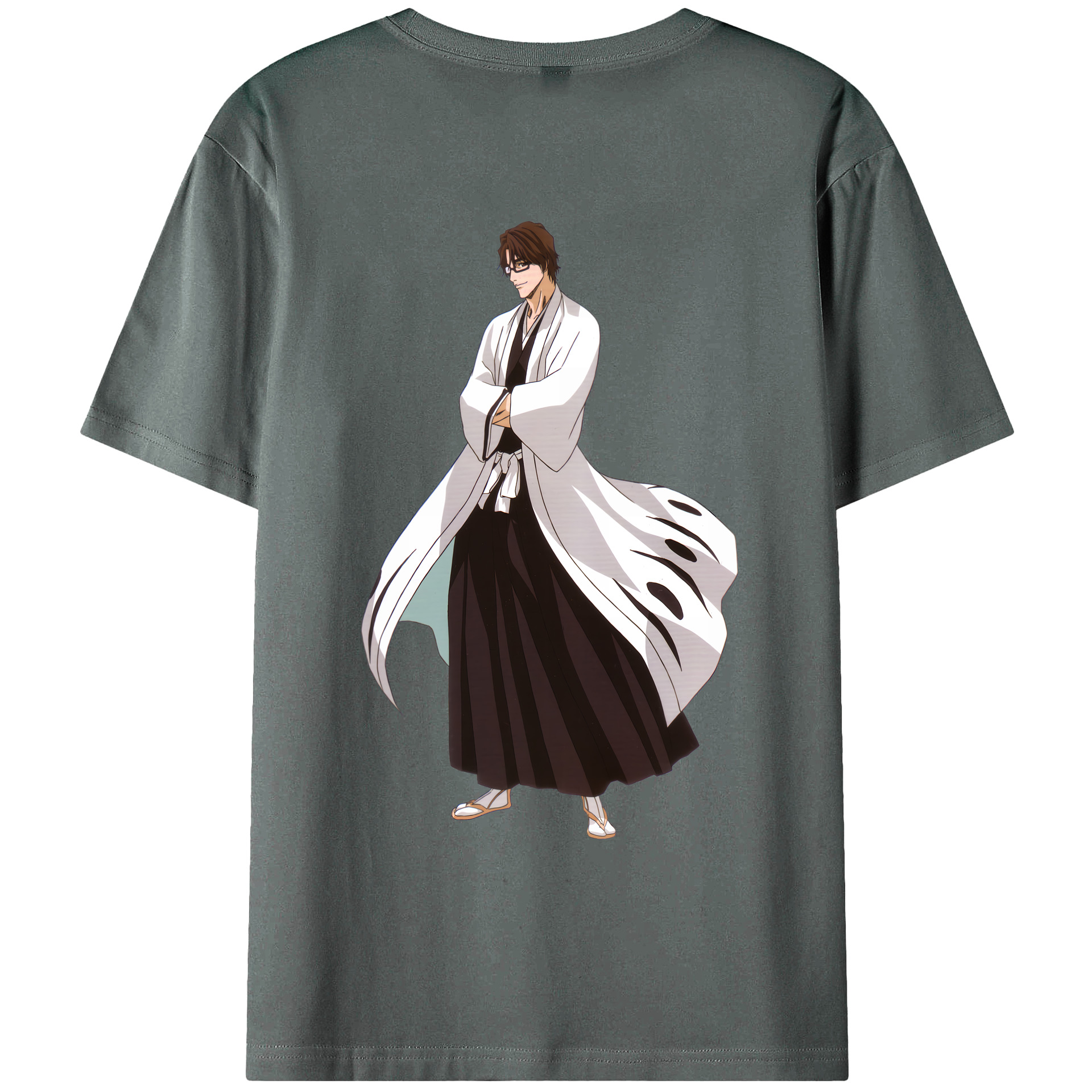 （画像用） ブリーチ 藍染 惣右介（あいぜん そうすけ） BLEACH Aizen Sousuke 綿100％ メンズ半袖Tシャツ（バックプリント） 通気性